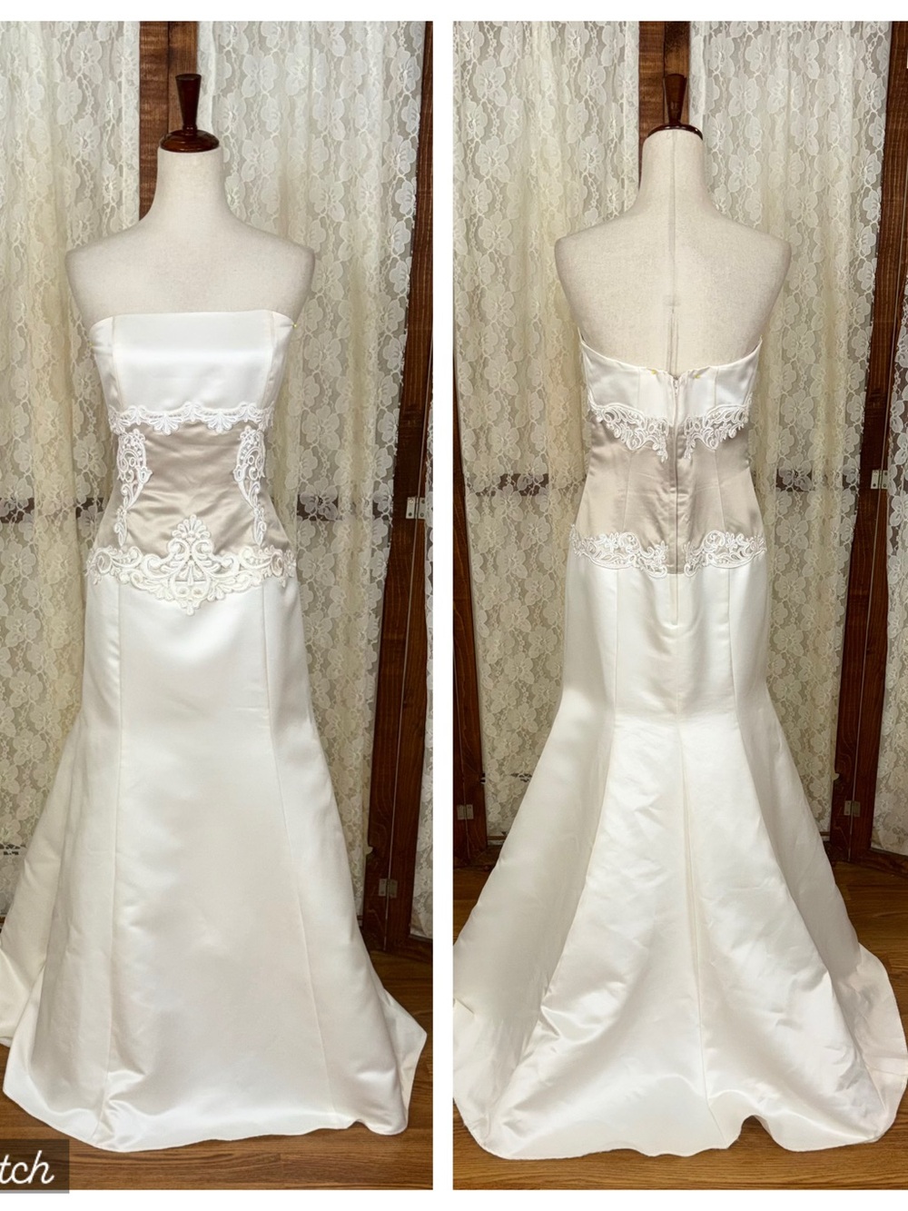 Stunning Vintage 90s Jessica McClintock Two Tone Satin Mermaid Wedding Gown